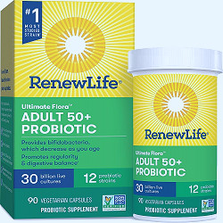 Amazon.com: Renew Life Adult Probiotics 50+, 30 Billion CFU Guaranteed,  Probiotic Supplement for Digestive & Immune Health, Shelf Stable, Gluten  Free, Extra Care, For Men & Women, 90 Capsules : Health & Household